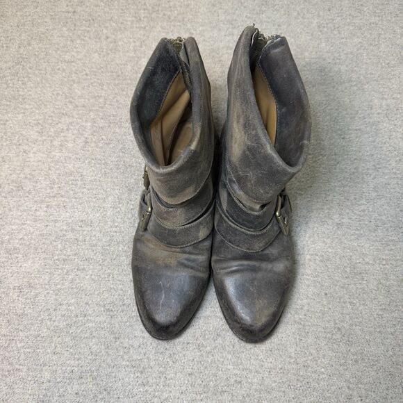 Kors Michael Kors Boots 9 Women Brown Leather Moto Buckle Distressed Y2K Boho - Picture 8 of 9